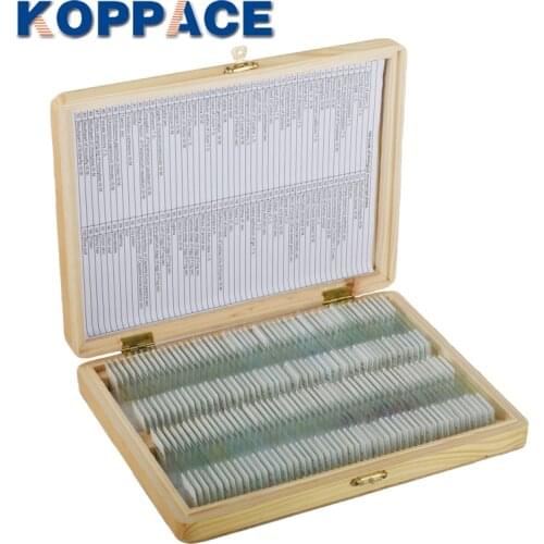 KOPPACE 100 Slices Of Biological Tissue Slides Wooden Case Packing For Basic Biological Science Education Microscope Biological