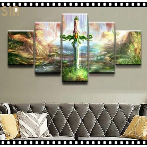 The Legend Zelda Poster Vikings Pictures Wall Art 5 Pieces Canvas Painting Home Decor Living Room HD Printed Game Poster Anime