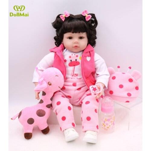 Reborn dolls curly hair toddler girl lifelike 22inch 55cm vinyl silicone reborn baby dolls toys for child gift Bebes reborn