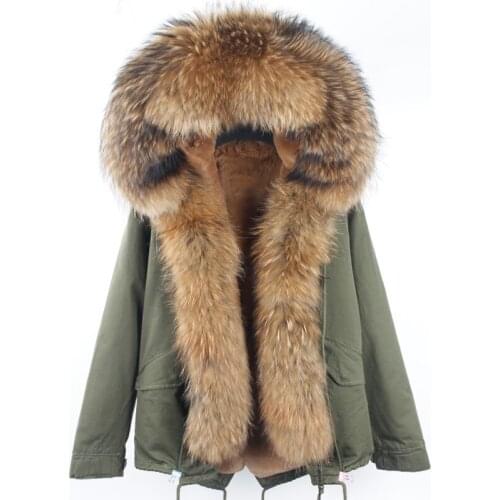 2020 New Plus Size Waterproof Short Parka Winter Jacket Women Real Raccoon Fur Collar Hooded Coat Warm Streetwear