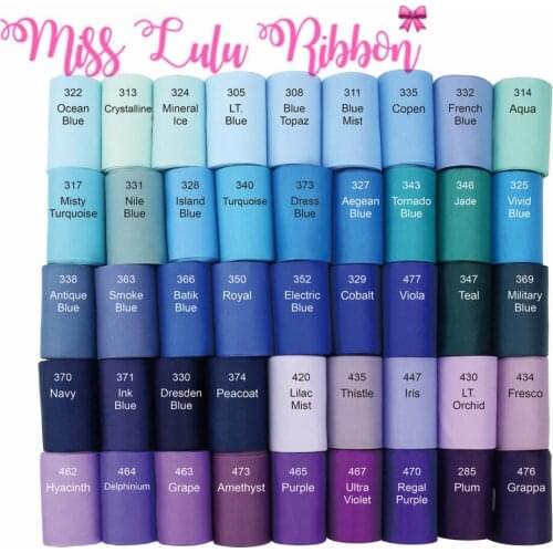 3"75mm Solid Grosgrain Ribbon 100yards/roll Blue Purple Series DIY Hair Bowknots Gift Pack Making