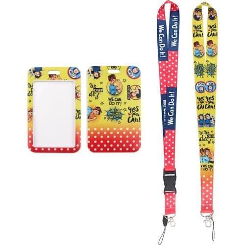 MD511 DMLSKY Cartoon We Can Do It Lanyard Keychain keys Badge ID Mobile Phone Rope Kids Gifts Lanyard With Card Holder Cover