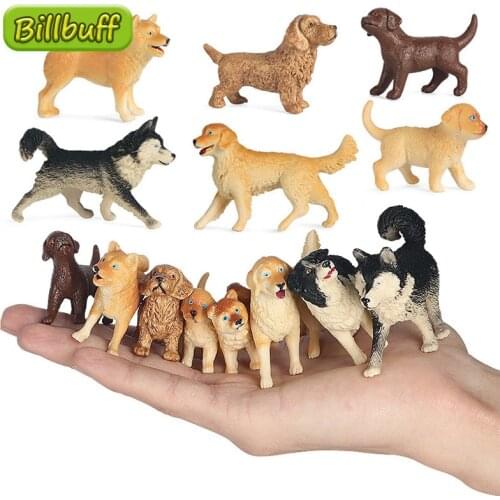 8Pcs Mini Simulation Dog Toy Model Static Golden Retriever Shiba Inu Husky Model Figures Collection Educational Toy for Children