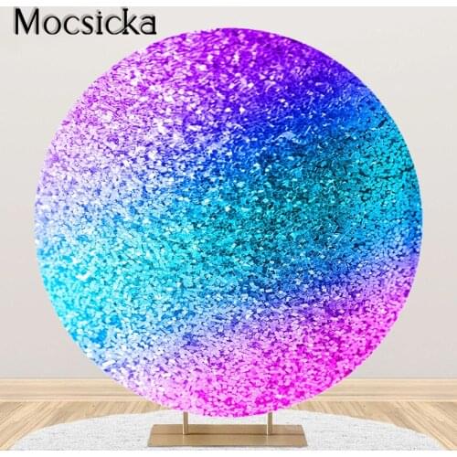 Mocsicka Bokeh Glitters Backdrop Child Birthday Decoration Baby Portrait Photo Background Round Circle Cover Fabric Photocall