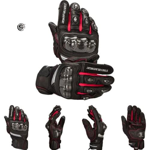 Motorcycle Gloves Mechanical style Goatskin & Carbon Fiber Mesh Protective Gloves Off-Road Racing Outdoor Gloves Touch Screen