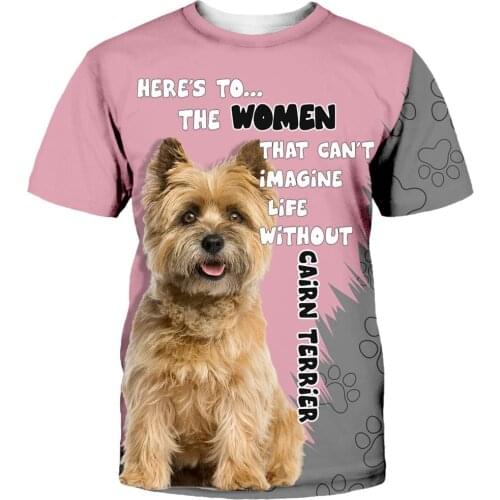CLOOCL Cairn Terrier Printed Men' T-shirts 6 Varieties Pet Men Clothing Unisex Dog Letter Casual T Shirts DIY Tees Oversized