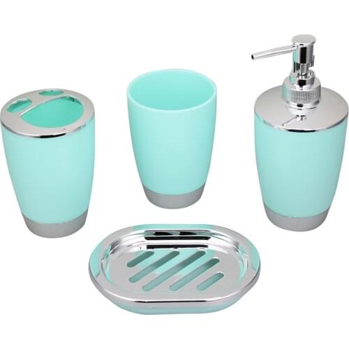 4 Pcs/set Plastic Bathroom Suite Scrub Durable Toothbrush Holder Soap Dish Cup Dispenser Bottle Bathroom Accessories