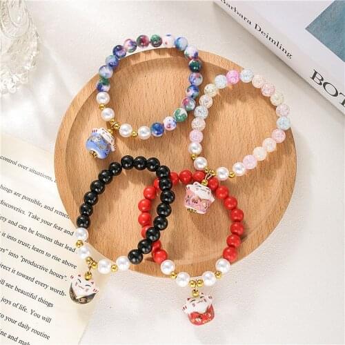 CHENFAN 2021 new product Chinese style color bracelet for women cute ceramic lucky cat ethnic style beaded bracelet female