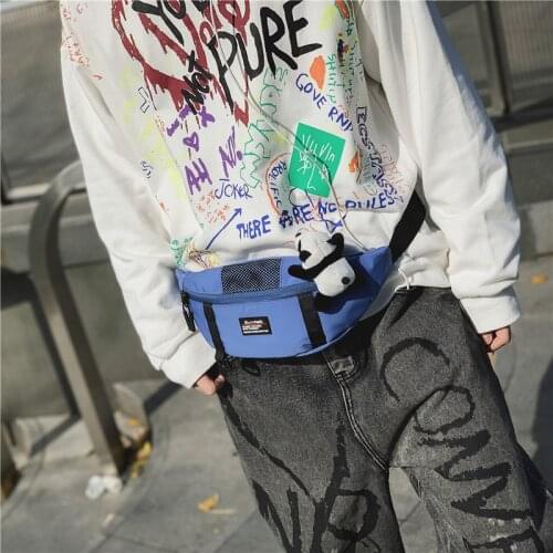 Panda Pendant Leisure Waist Bag Mesh Fabric Quality Belt Bag Shoulder Cross Body Bag for Youngster Fashion Functional Waist Pack