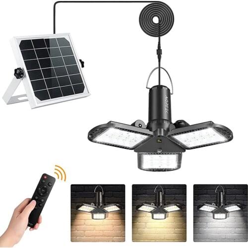 8800mAh Outdoor Solar chandelier 4 leaf folding three color temperature adjustable garden solar light with human body induction
