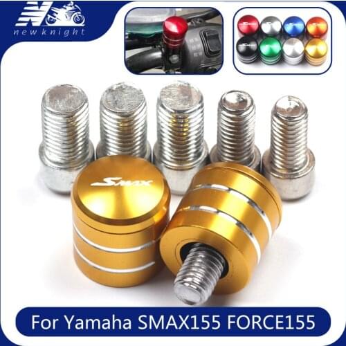 With Logo For Yamaha SMAX155 FORCE155 smax force 155 Mtorcycle CNC Aluminum Rearview Handlebar Mirror Bolt Screws Mount Adapter