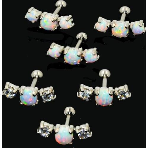 1Pcs Round Zircon Opal Ear Tragus Cartilage Earring Ear Stud Curve Barbell for Hot Girl
