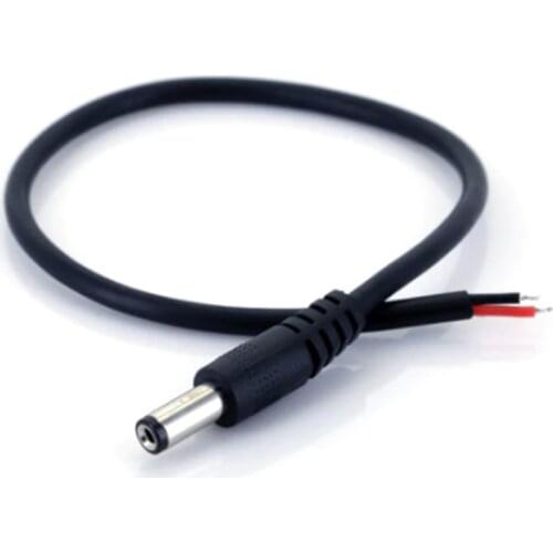 DC Power Plug Male Connector with Bare Leads OD: 5.5mm ID:2.1mm