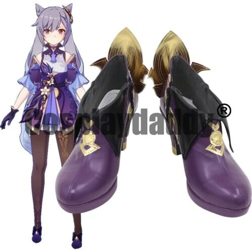 Genshin Impact Yuheng of the Liyue Qixing Driving Thunder Keqing Cosplay Heels Shoes C006
