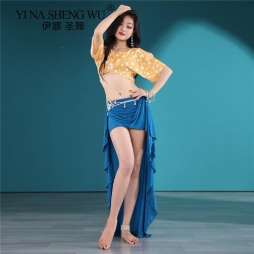 Belly Dance Summer Female Elegant Practice Clothes Sexy Wave Point Tops Oriental Dance Performance Group Competition Long Skirt