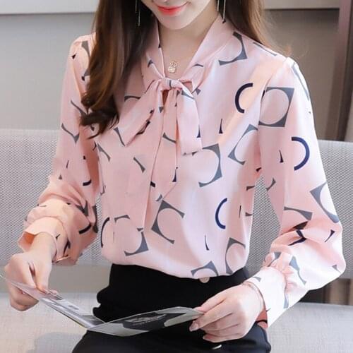 2021 Autumn Western Style Womens Chiffon Blouse Printed Long Sleeve New Shirts Fashion Floral Bottoming Shirt Feminine 11449