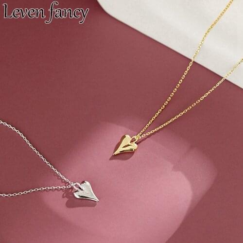 925 Sterling Silver Necklace Love Heart Pendant Necklace For Women Female 18k Gold Necklace Elongated Heart Fine Jewelry Lovers