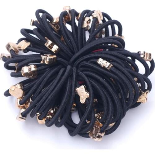 1pcs Black Elastic Hair Rope Headband Hair Accessories for Women Girls Metal Rubber Band Hair Rope Headwear