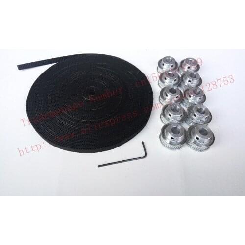 10pcs 36 teeth GT2 Timing Pulley Bore 8mm + 10 Meters GT2 timing Belt Width 6mm 2GT timing belt pulley free shipping