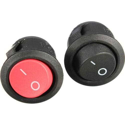 10Pcs 20mm Diameter Small Round Boat Rocker Switches Mini Round Black Red 2 Pin ON-OFF Rocker Switch 6A 250V 10A 125V