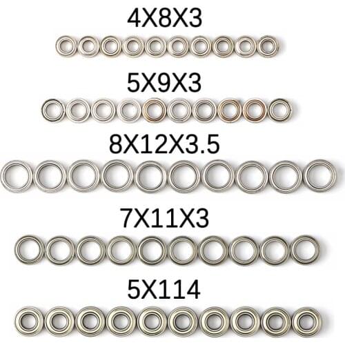 10PCS Ball Bearing for Rc Hobby Model Car 1-12 Wltoys 12428 A959 Parts 0092 0093 0094 0095 9x5x3mm 8x12x3.5mm 7x11x3mm 5x11x4mm