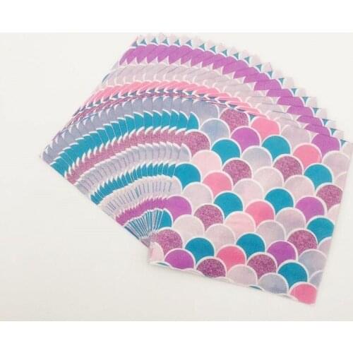 20pcs/pack Pink Purple Mermaid Fish Scale Napkin Tissue Party Decoration