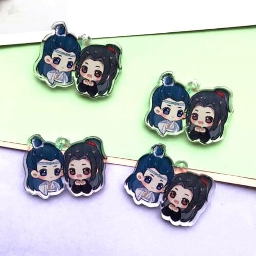 38*30mm new 10pcs Kawaii Flat back Acrylic girl Charms for DIY decoration bag earring Hand caten patch Jewelry Making DIY