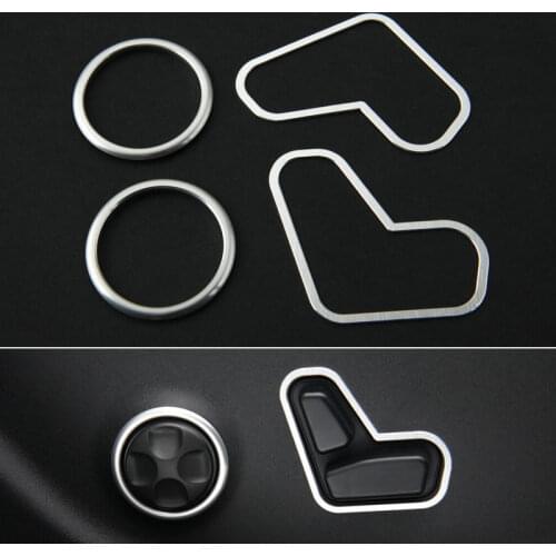 4pcs Red Silver Car Electric Seat Adjustment Switch Button Frame Trim Cover Fit For Jeep Cherokee 2014-2016 Aluminum Alloy New