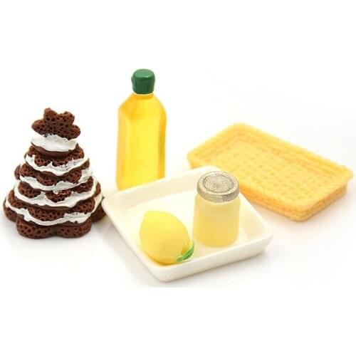 6pcs/set 1/12 Scale Breakfast Bread Dollhouse Miniature Play Food Pretend Play Food Toys Children Kitchen Toys