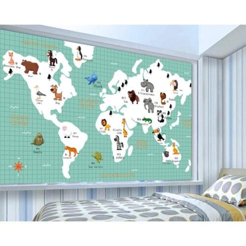 Beibehang Cartoon map Animals Photo Wallpaper Children Room Background Wall wallpaper for walls 3 d papier peint mural 3d