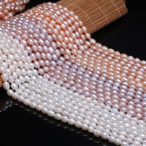 Natural Freshwater Pearl Beads High Quality Rice Shape Punch Loose Beads for DIY Elegant Necklace Bracelet Jewelry Making 6-7MM