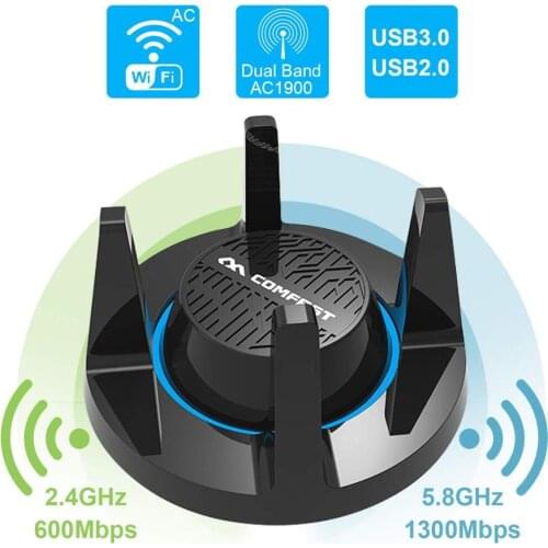 COMFAST 1900Mbps Gigabit High Gain USB3.0 Wireless WiFi Gaming Network Adapter Dual Band AC1900 2.4/5GHz Wi-Fi for Windows Mac