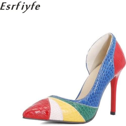 ESRFIYFE 2021 New High Heels Pumps for Women Pointed Toe Fashion Daily 10cm Heels Shoes Large Size 32-48 Ladies Brand Shoes