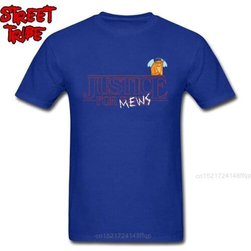 Stranger Things T-shirt 2019 Men Blue T Shirt Justice For Mews Barb Tshirt Male Cat Sucker Funny 11 Top Sleeve Tee Cotton Fabric