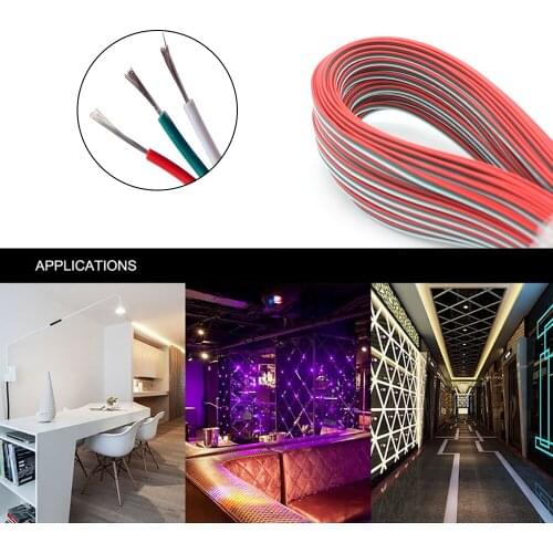1/5/10/20/50/100M 3 pin LED Connector Cable Wire Electrical Cable 22AWG DIY For WS2812B WS2812 WS2811 LED Strip Lights