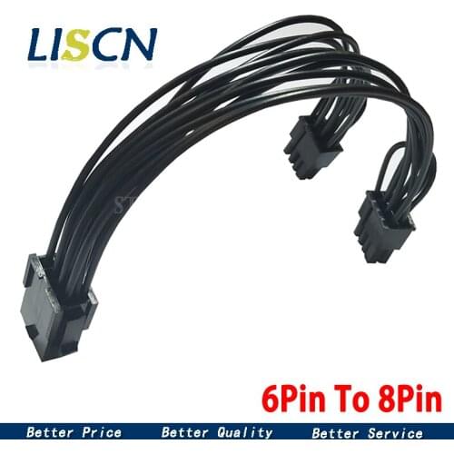1PCS PCI-E 6-pin to Dual 6+2-pin (6-pin/8-pin) Power Splitter Cable Graphics Card PCIE PCI Express 6Pin to Dual 8Pin Power Cable