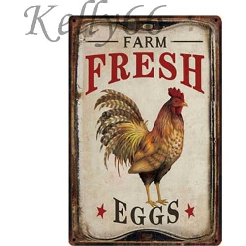 [ Kelly66 ] Farm Fresh Eggs Chicken Vintage Metal Sign Tin Poster Home Decor Pub Wall Art Painting 20*30 CM Size y-1028