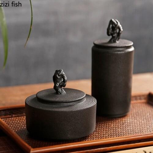 Ceramic Jar Tea Caddy Sealed Jar Food Storage Tank Tea Box Tea Organizer Sugar Bowl Storage Container Decorative Jars Tea Tank