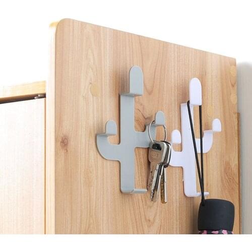 Cactus Shaped Hooks Clothes Hanger Key Holder Wall Mounted Coat Hook Decorative Key Holder Hat Scarf Handbag Storage Hanger