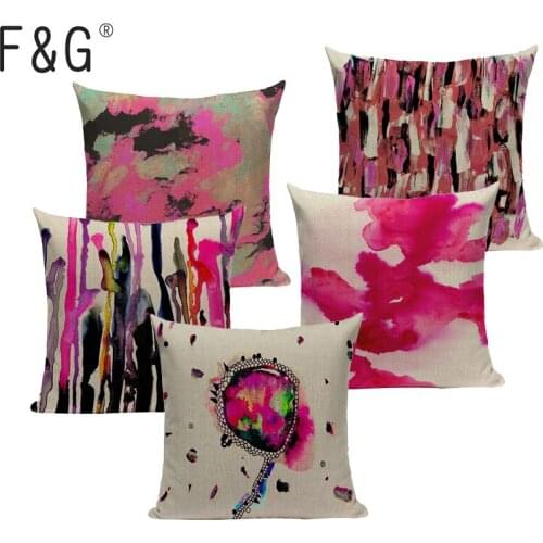 Linen Abstract Art Watercolor Cushion Cover Color Waves Stripes Purple Car Sofa Home Decor Pillow Cover Throw Pillow Pillowcase