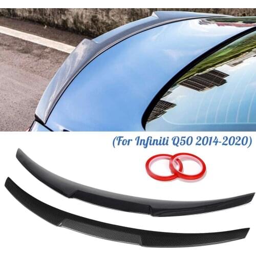 Car Spoiler Rear Trunk Spoiler Wing Lip ABS Glossy Black/Carbon Fiber Color For Infiniti Q50 2014-2020 Rear Car Trunk Spoiler M4