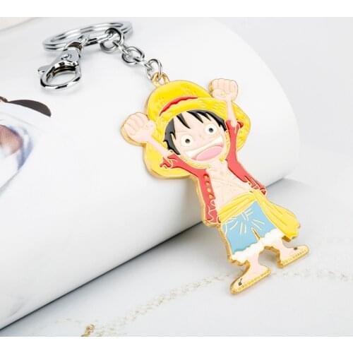 Metal Keyring Japan Cartoon Monkey D. Luffy Keychain Anime Luffy Figure Keyring Jewelry One Piece Theme Jewelry Gifts