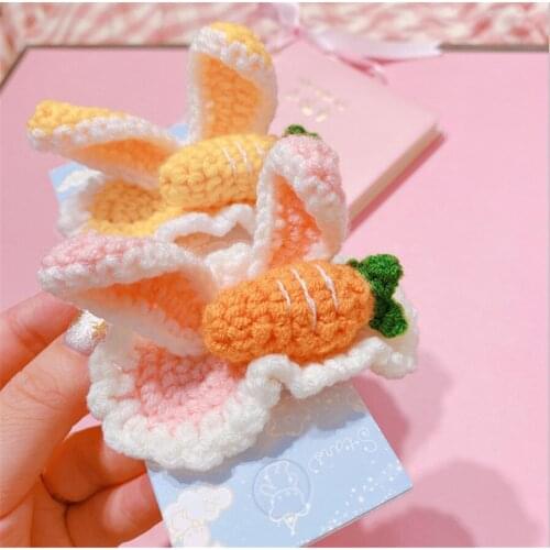 Cute Lolita Girl knitting Rabbit Ear Carrot Cartoon Hairpin Women Hair Clip D554
