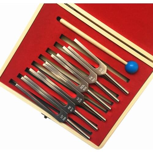 High-quality aluminum alloy physiotherapy tuning fork set 396 417 528 639 741 852Hz yoga tuning fork 6 sets