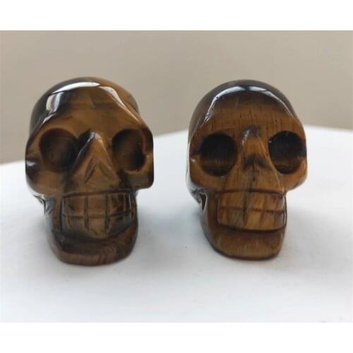 Natural Crystal Tiger Eye Skull Handicraft Crystal Gem Skull Carving Specimen Mineral Crystal Quartz Art Collection