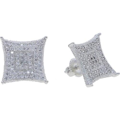 New Gold Silver Color Micro Pave Cubic Zircon Stud Earring Hip Hop Women Mens Iced Out Bling AAA CZ Earrings Jewelry