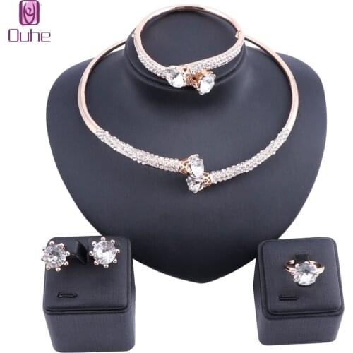 Charm African Beads Jewelry sets Brand Dubai Gold Crystal Jewelry Wholesale Bridal Accessories Nigerian Wedding Jewelry Sets
