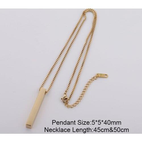 100% Stainless Steel Blank Bar Necklace For Engrave Gold/Silver Color Metal Name Plate Necklace Mirror Polished Wholesale 10pcs