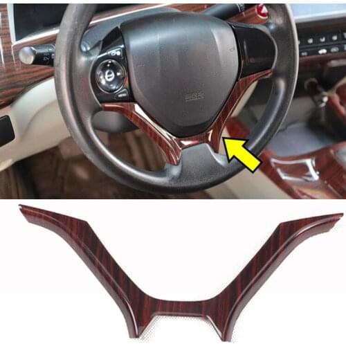 For Honda Civic 9th 2012 2013 2014 2015 Peach wood grain Steering Wheel Panel Cover Decoration