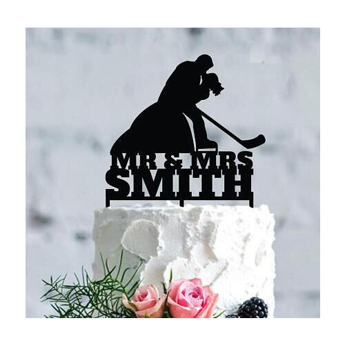 Personalized name Hockey couple wedding Acrylic cake toppers bridal shower engagement party decorations